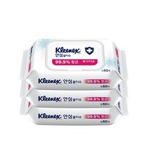 크리넥스 항균 안심물티슈 캡 60매x3개, 60매, 3팩
