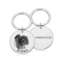 조각 애완견 태그 사진 아지 고양이 개 목걸이 액세서리 이름 맞춤 테인레 틸 ID, 은_30x30mm
