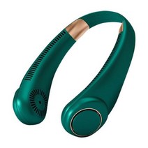 소형 차량용 냉풍기 가정용 이동식 에어쿨러 4000mAh 휴대용 목걸이 선풍기 날개 없는 USB 충전식 냉각팬 3 단계 음소거 레이지 넥 쿨러 미니 여름용 스포츠 팬, 없음, Green 4000mah