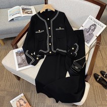 빅사이즈 코디세트 여성복 가을 통통 패션 날씬해 보이는 잔향풍 니트-102585