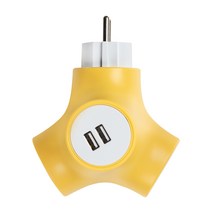파워존 테트라포드 디자인 멀티탭 2구 USB 옐로우, 단품, 단품