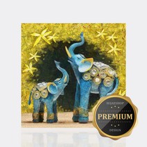 보석십자수 DIY 세트 도구 재물 동물 행복코끼리 40x40cm 전체비즈 샤이닝 국산정품 자체디자인