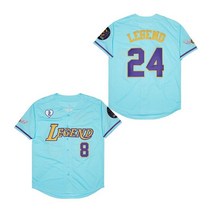 야구 져지 유니폼 LA LEGEND 8 24 주년 기념 BG 야구 저지 자수 바느질 스포츠 블루 그린 신제품