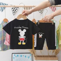 미키마우스 티셔츠 반팔 티 여아 남아 여름 세트 코튼 바지 정장