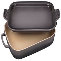 Le Creuset Stoneware Rectangular Dish with Platter Lid 14 3/4” x 9” x 2 1/2” Oyster, 1