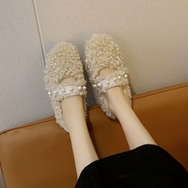[Myshe]여성 가을겨울 인조털 신발 뽀글이 슬림온 로퍼 Myshe qxz1121YCjd7