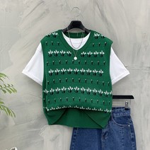 러블리 새싹 패턴 니트 조끼 21DS-WVS-2170