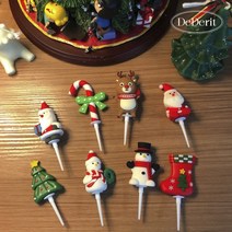 데데리트 귀여운 크리스마스 연말 파티 산타 루돌프 트리 눈사람 케이크 데코픽 토퍼 장식, 11.누워있는 산타
