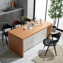 힐링가구 판도라 아일랜드 식탁 ㄷ자 홈바 홈카페 수납장, 멀바우 그레이