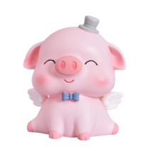 잇템 해피 스마일 핑크 피그 귀여운 아기 돼지 저금통 인테리어 저금통, 1개