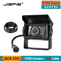 JIEPIE 트레일러 백업 후면 카메라 IR 야간 투시경 10m 케이블이 있는 버스 RV 밴용 12V 트럭 역전, 04 CVBS Camera-15M
