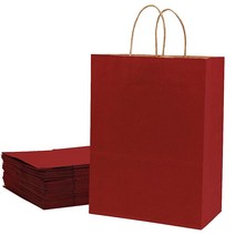 ECOptimize 손잡이가 달린 크래프트 종이 봉투 25.4 x 12.7 33cm(10 5 13인치) 30피스 페스티벌 레드 - 100% 목재 펄프의 친환경 및 재활용 가능한, Large: (10