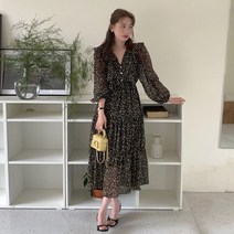 뜨랑 플로 원피스 플라워 프릴 롱원피스