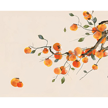 DIY그림색칠하기 감나무 고양이 모란꽃 잉어 조롱박 행운 복을 얻게 되는 재물부귀 수묵동양화 그리기 선물용 집에서 즐기는 집중력향상 감압 피포페인팅 40*50CM, 부귀재물도그리기14번-액자프레임포함