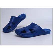 정전기 방지 슬리퍼 안전 신발 미끄럼 마사지 SPU 6 홀 두꺼운 밑창 남성 및 여성 여름 샌들, 04 Blue flip flop_04 42