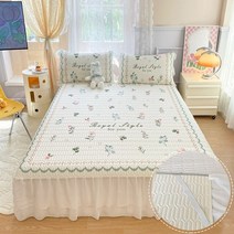 여름쿨토퍼 냉감패드여름 시원한 라텍스 매트리스 인쇄 침대 스커트 통기성 부드럽고 얇은 패드 미끄럼 방, 01 S1 Mattress_02 180x200cm