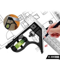 전자각도기 DRELD 1pc 측정 도구 300mm 조합 사각형 각도 눈금자 잠금 버블 레벨 다기능 스테인레스 스틸, 한개옵션0