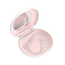 미러가 있는 프리미엄 얼라이너 케이스 - Invisalign Smile Direct 및 기타 얼라이너와 호환 가능 리테이너 및 마우스 가드 - 화이트 블러쉬 1개 세트, Black Grey