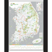 우리나라 2500 명산지도 + 핀스티커 - 한국100대명산 백두대간 트래킹 등산지도 대한민국 국내, 단품