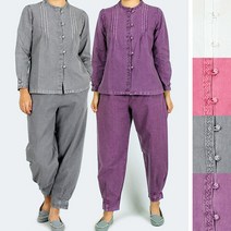 2428 레이스 블라우스 바지 세트 20수 4색상 생활한복