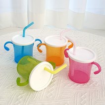 아가프라 빨대컵1+1 빨대물병 180ml, 블루+오렌지