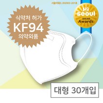 [30개입] 샤인웰 캐스터 방역마스크 황사마스크KF94 미세먼지마스크 일회용마스크 연예인마스크(백색)