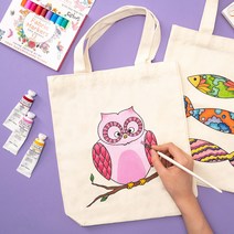 미리사몰B DIY 민화 에코백 만들기 세트 천 가방 무지 도안 친환경 재료 미술 그리기 색칠 꾸미기 자랑 어린이 초등 학교 돌봄 방과후 수업 준비물, 민화 신발주머니:모란품은닭, 1개