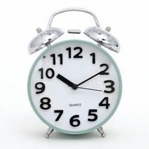 인테리어시계 이쁜탁상시계 파스텔 3D 트윈 알람탁상시계(민트), 색상:블루