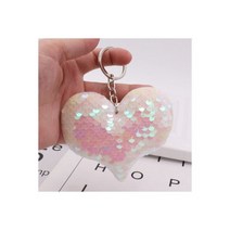 키홀더 귀여운 하트 키 체인 반짝이 폼폼 장식 조각 열쇠 고리 여성을 위한 선물 여성용 Llavero Chaveros Charms 자동차 가방 액세서리 1 개, YS-3