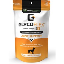 강아지영양제 VETRISCENCE Glycoflex 3 최대 강도의 반려견을 위한 고관절 및 관절 지원 - 글루코사민 DMG MSM 초록입홍합 맛이 훌륭함 수의사 추천 120정 0, [02] 글리코플렉스 3단계, [01] 닭, [01] 소형견을 위한 60개 씹어먹는 음식