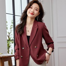 여성 봄 가을 비즈니스 캐주얼 더블 브레스트 긴팔 자켓
