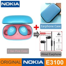 노키아 E3100 TWS 헤드폰 Fone Auriculares 무선 블루투스 이어폰 HD 전화 400mAh 안드로이드 IOS 레드 오렌지 핑크 헤드셋, 규격 없음, Pink and Case TW13