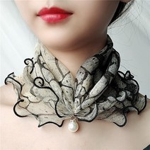 쉬폰스카프 진주 펜던트 Organza 목 칼라 쉬폰 스카프 레이스 패션 프린팅 반짝 이는 다양한 의류 액세서리