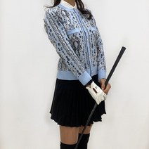 에스닉 패턴 퍼프소매 니트가디건 여성골프웨어 골프퀸카