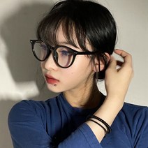 멜라크메 자외선 차단 시력보호 동글이 블랙 빅사이즈 패션 뿔테안경테 블루라이트 차단 안경 B006 BLACK
