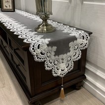 예쁜 레이스 식탁보 테이블보 테이블러너 13종, 40×180(4인용), 01.퓨어 화이트(메쉬)