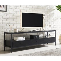 미니멀 디자인스틸 오픈형 3단 서랍 TV대 거실장1500 티브이 북유럽 AV, 02.거실장(블랙)