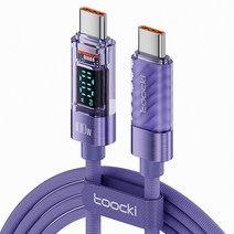 TOOCKI 디스플레이 PD 100W c to c 타입 초고속충전 케이블, 2m, 퍼플