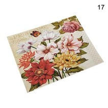 쉐비 소품 빈티지 플라워 리넨 테이블 장식 플레이스 매트 커피 컵 받침 패드, 17+42x32cm