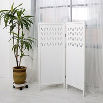 체리향기 빈티지스타일의 나뭇잎 모양 타공 원목 2단 낮은 파티션 사무실 칸막이, 화이트