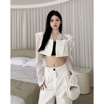 리얼 샷 2023 작은 향수 패션 짧은 3 차원 어깨 패드 작은 정장 여성 작은 얇은 원근감 자외선 차단제 재킷