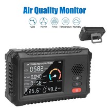 실내 공기질 측정기 오염도 유해물질 전문 측정 감지기 air quality monitor 이산화탄소 센서 가스 분석기 다기능 홈 오피스 야외 공기 테스터 tvoc hcho, 없음