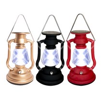 SMN 태양광 충전+자가발전 캠핑 랜턴 충전식 태양열 LED 램프, A.레드