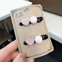 일본계 원숙 복숭아 마음 귀엽다 정교하다 기름 방울 하트 머리핀 하트 모양 앞머리 집게 여자 맞머리 액세서리