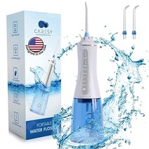 워터픽 무선 워터 플로서 블루 치아 잇몸 교정기용 휴대용 백 팁 4개 포함 충전식 방수 (WP-563)워터픽, Blue