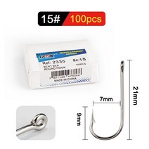 낚시바늘 낚시용품 FTK 100 개/상자 높은 탄소 스테인레스 스틸 가시 잉어 낚시 후크 #-20 # 원래 상자 태, CHINA, 15