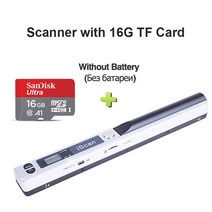책스캔 북스캔 IScan 휴대용 스캐너 문서 A4 책 컬러 사진 이미지 핸드 헬드 지원 JPG PDF TF 카드 배터리, 06 White with 16G Card