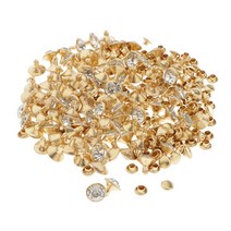 금속 재봉 가방 수동 작업으로 만든 100pcs 크리스탈 리벳 스터드, 황금