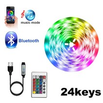 [LED TV 티비] USB LED 스트립 빛 5050 블루투스 5V RGB 램프 룸 장식 TV 백라이트 색상 변경 조명 App 제어 Remot, [04] BT 24keys Set, [09] 30m
