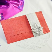 결혼식 돌잔치 청첩장 초대장 종이 은별 케이스 적색